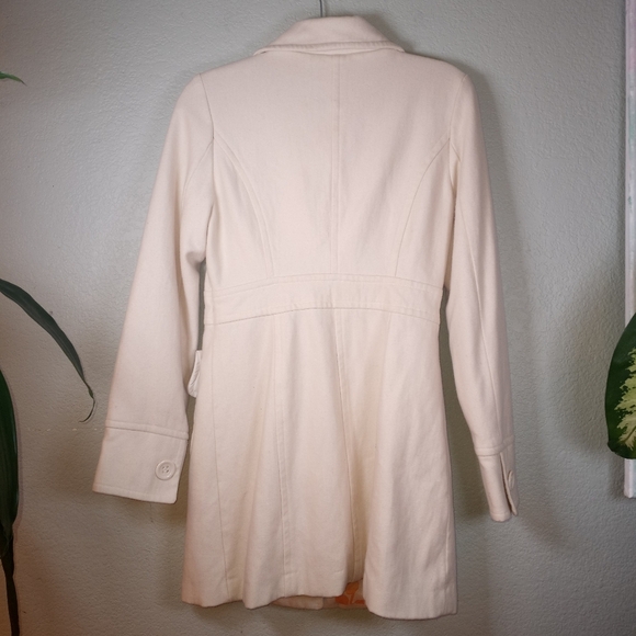 Anthropologie Tulle Winter White Wool Preppy Fall Feminine Classic Pea Coat M - Picture 5 of 11